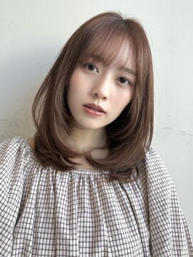 バイオレットジェム(Violet`jem) 10代20代30代40代レイヤーカット鎖骨ミディマロンベージュ