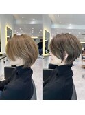 40代50代ハイライト銀座白髪ぼかしひし形くびれショートE