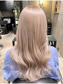 ホワイトミルクティベージュ×ケアブリーチ透明感カラー