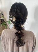 ヘアセットあみおろしヘアセットブラックお呼ばれヘア