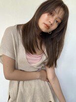 ロエム(Loem)&nbsp;ストレートアイロンロングレイヤー簡単前髪ありグレージュ