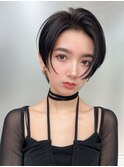 ハンサムショート クールショート センターパート 暗髪