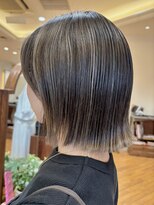 ボブ ハイライト 細めハイライト グレージュ 白髪ぼかし 銀座