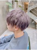 グレーシルバーツーブロック韓国マッシュ/ブリーチデザイン原宿