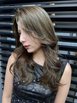 アール 北千住店(ar) カーキアッシュ/オリーブベージュ/韓国風巻き髪[北千住]