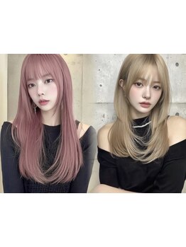 顔周りレイヤー×ダブルカラー/ハイトーンが人気の渋谷美容室!伸ばしかけの髪もオージュアで髪質改善♪渋谷