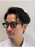 原宿ルーズパーマオールバックスパイラルパーマ大人ビジネスヘア