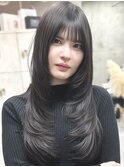 レイヤーカットミルクティーベージュケアブリーチダブルカラー