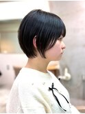 透明感カラー ボブ 前髪 ショート カラー ブリーチ&ダブルカラー