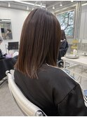 韓国顔まわりレイヤーカットグレージュオリーブベージュブラウン