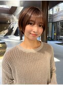 透明感カラー ボブ 前髪 ショート カラー ブリーチ&ダブルカラー