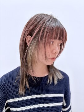 ヘアーライズ 池袋東口店(hair RISE) ハイライトブリーチピンクグリーングレーレイヤー30代40代50代