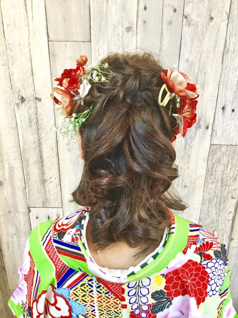 袴や着物のヘアーセットと着付は北区表町ヘアスペースムーンで！