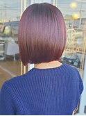 【ルチュラ松島】ブリーチなし!ワインレッド×切りっぱなしボブ