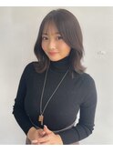 韓国ヘア/くびれヘア/ロブヘア/ブルーグレージュ/暗髪