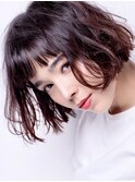 ミニボブ透明感ボブ暗髪ベビーバング20代30代40代表参道