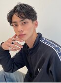 センターパートメンズマッシュパーマニュアンスパーマ刈り上げ
