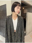 大人可愛いショートボブ ワイドバング おん眉/林
