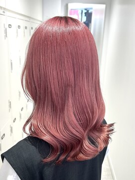 ブラウン(Brown) ブリーチ1回でできる【ピンクカラー】