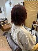 ブリーチなしでも出来るカシスレッド×外ハネボブ
