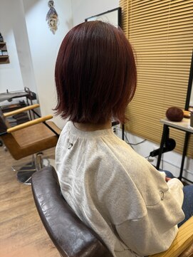 コーチ 新代田店(Coach) ブリーチなしでも出来るカシスレッド×外ハネボブ