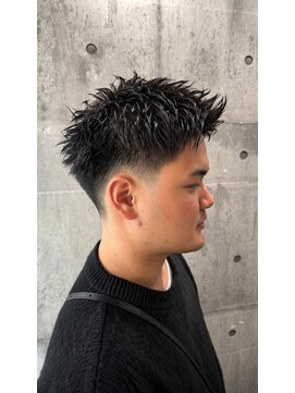 メンズアンダーバーホワイト 南海難波店(Men's _WHITE) テーパーフェード×スパイキーショート