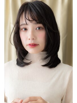 カバーヘアアンドスパ ブリス 浦和(COVER HAIR&SPA bliss) 黒髪バレイヤージュくせ毛風顔周りレイヤーTb2浦和20代30代40代