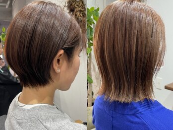 フェリスヘア(feliz hair)の写真/ダメージレスで発色の良さに定評♪ショートボブ×白髪染めカラーで、今までにない艶やかな仕上がりに◇