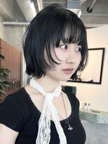 ノード(NODE)&nbsp;栄黒髪垢抜け丸みシルエットボブヘア　切りっぱなし