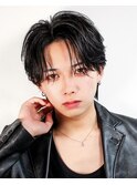 シースルーマッシュニュアンスパーマ黒髪韓国へア