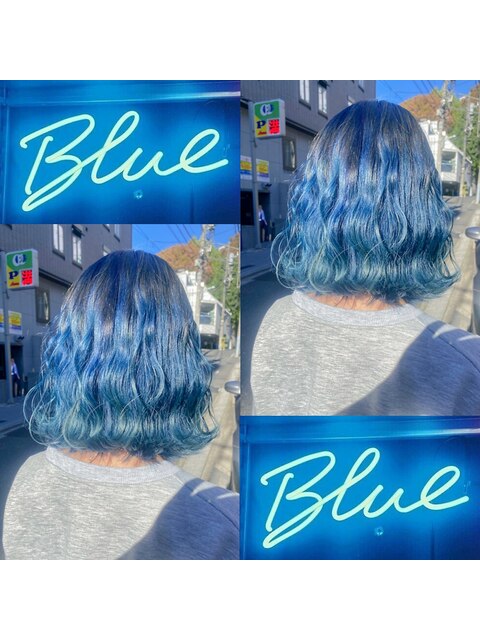 ブルーカラー/ボブスタイル/ネイビー/アクアブルー/青髪
