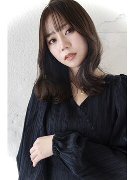 ヘアーメイクパウダー 天王寺寺田町店(Hair make powder) 小顔外ハネミディアムアッシュ20代30代40代くびれミディ韓国ヘア