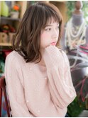 オン眉ダークカラー小顔くせ毛風ふわミディc5川口20代30代40代