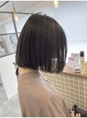 ボブ × 縮毛矯正 × オリーブアッシュ