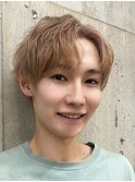 メンズブリーチカラーシースルーマッシュ韓国風センターパート