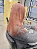 横浜タッセルボブ切りっぱなしボブピンクベージュカラー外ハネ 
