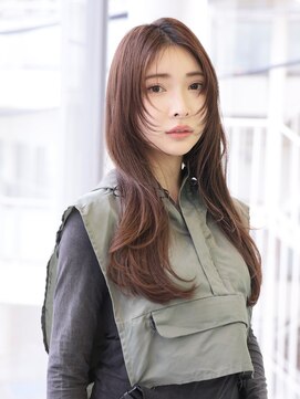 エムスラッシュ たまプラーザ(M.SLASH) 顔回りレイヤー/レッドブラウン/ロングウルフ/たまプラーザ