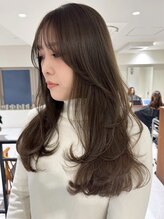 《透明感あるカラーがOL層に人気◎》ブリーチなしのアドミオカラーで作るグレージュカラー＊[王子]