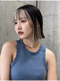 インナーカラーボブフェイスフレーミングヘーゼルベージュ前髪