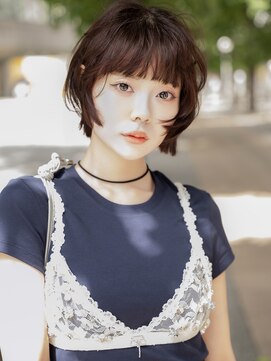 ラボヌールヘアーレーヴ 池袋店(La Bonheur hair reve) ハッシュボブレイヤーボブ韓国顔周りレイヤーオリーブベージュ