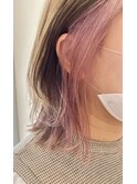20代３０代透明感抜群！可愛いインナーカラーピンクベージュ