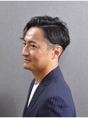 ビジネスツーブロック ナチュラルパーマ 七三オールバック