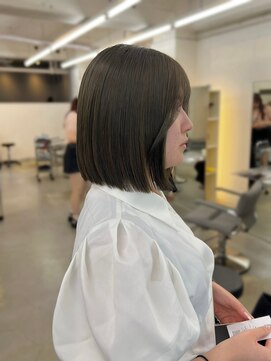 ノク 渋谷(nok) オリーブグレージュタッセルボブ_前髪こなれミディイメチェン