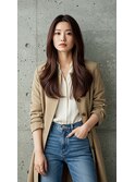 ロングレイヤーナチュラルストレート 透明感カラー