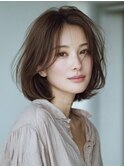 ☆オリーブグレーココアベージュ小顔クラゲヘアー/黒髪/髪質改善