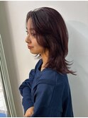 レイヤー ミディアムレイヤー 顔まわり モーブブラウン 前髪