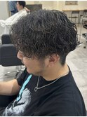 波巻スパイラルパーマセンターパート刈り上げツイストスパイラル