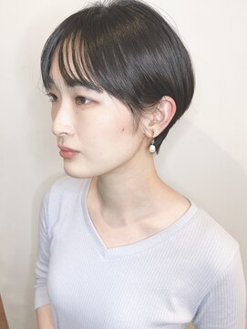 モリオフロムロンドン 原宿本店(morio from London) 【モリオ原宿】黒髪マッシュショート　耳かけ　丸みショート