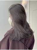 レイヤーカット/透明感グレージュ/毛流れヘア