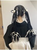 y2kヘアセット　編み込みアレンジ